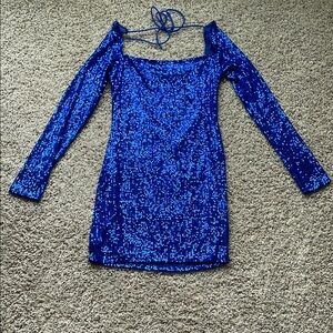 Lucy in the Sky Sparkling Sapphire Sequin Fabric